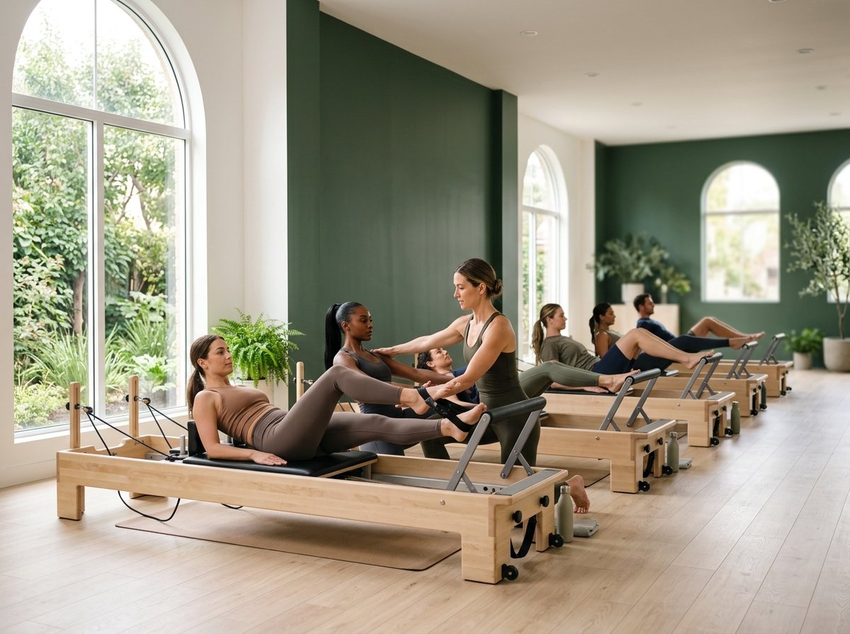 The reformer Pilates studio with arched windows